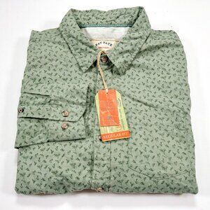Fat Face L Men's Green Woodland Mushrooms Flowers Long Sleeve Button Shirt NEW